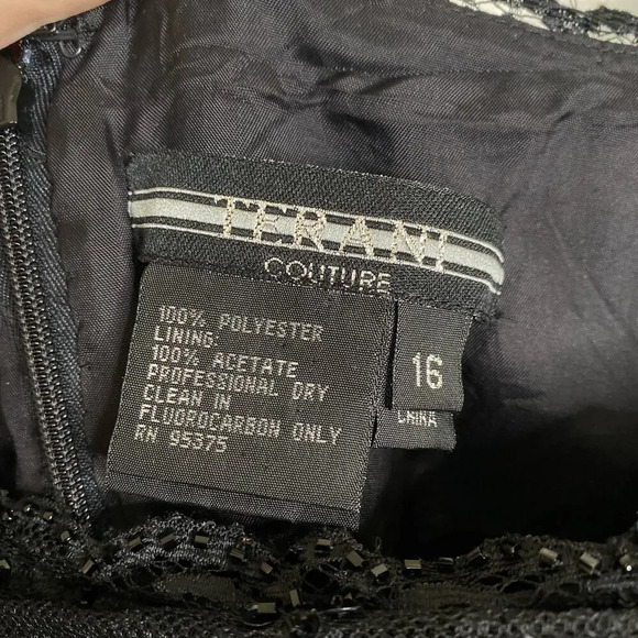 TERANI COUTURE Mother of the Bride Groom Black Formal Dress Size 16 Sequins - Picture 4 of 7